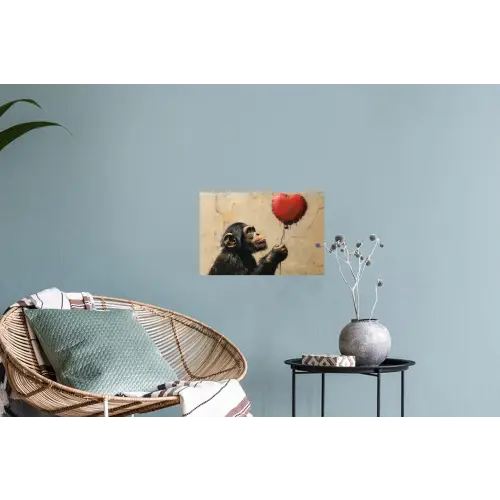Street art - Chimpansee - Ballon - Graffiti - Banksy Muursticker klein -plant