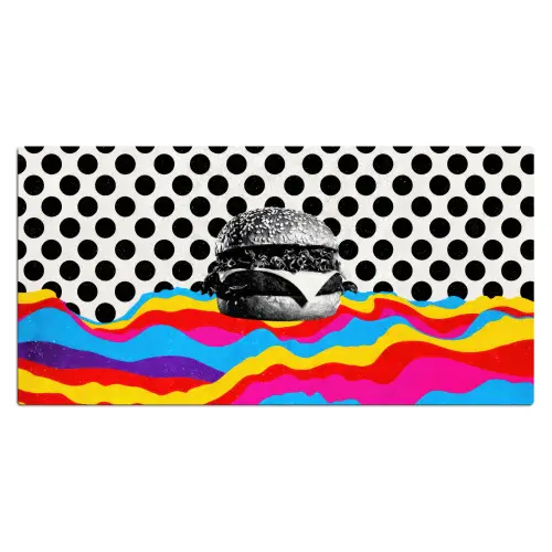 Hamburger - Stippen - Golven - Kleuren Muismat XXL klein -3d_leeg