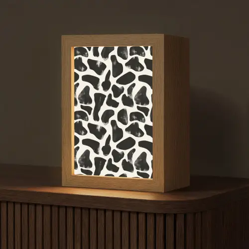 Dierenpatroon - Vlekken - Zwart - Wit Light Box met kabel (Tafellamp) klein 925 -z3d_website