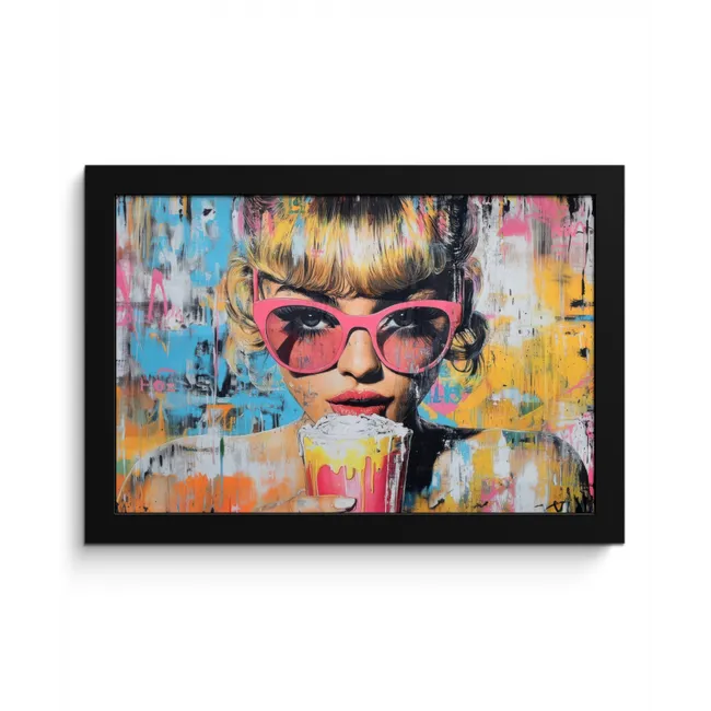 Zonnebril - Vrouw - Kleurrijk - Verfspetters fotolijst zwart zonder passe partout klein -3d