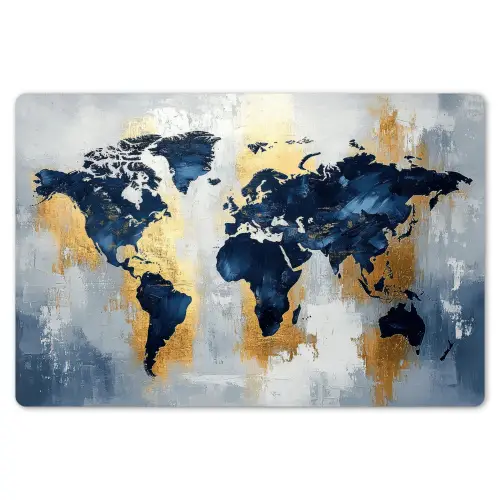 Wereldkaart - Blauw - Abstract Placemat vinyl groot -zzsfeer1_Kitchenyeah-website