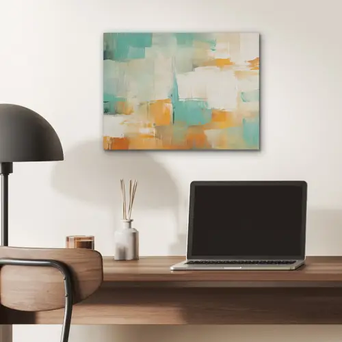 Kunst - Abstract - Blauw - Wit PET vilt klein -sfeer5