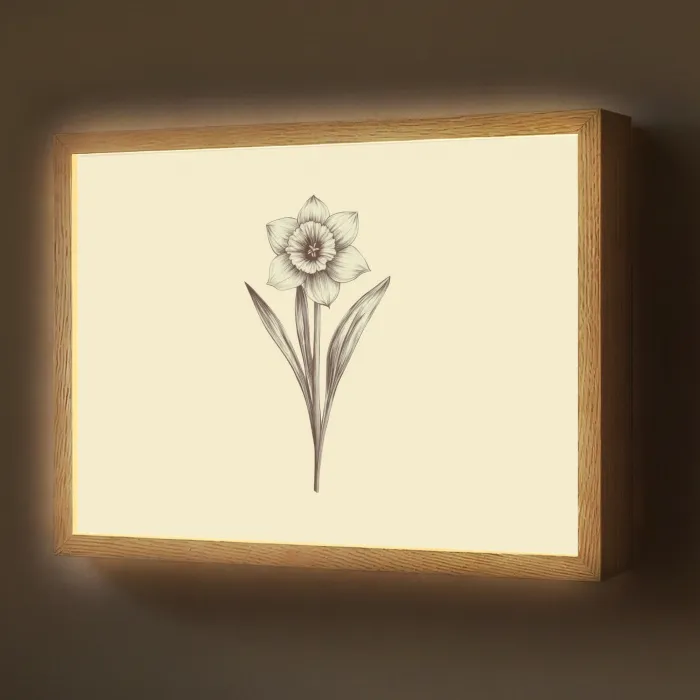 Zwart - Narcis - Illustratie Light Box met batterij (Wandlamp) middel -z3d_website