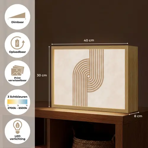 Symmetrische bocht - Koperkleurig Light Box met batterij (Wandlamp) middel -USP_websiteoverzichtNL