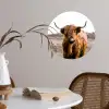 Schotse hooglander - Landschap - Koe - Bruin - Dieren - Natuur Wandcirkel behangsticker klein -sfeer3