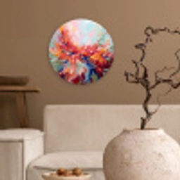 Bloemen - Abstract - Kunst - Modern Wandcirkel kunststof plaat 5mm dik klein -sfeer1