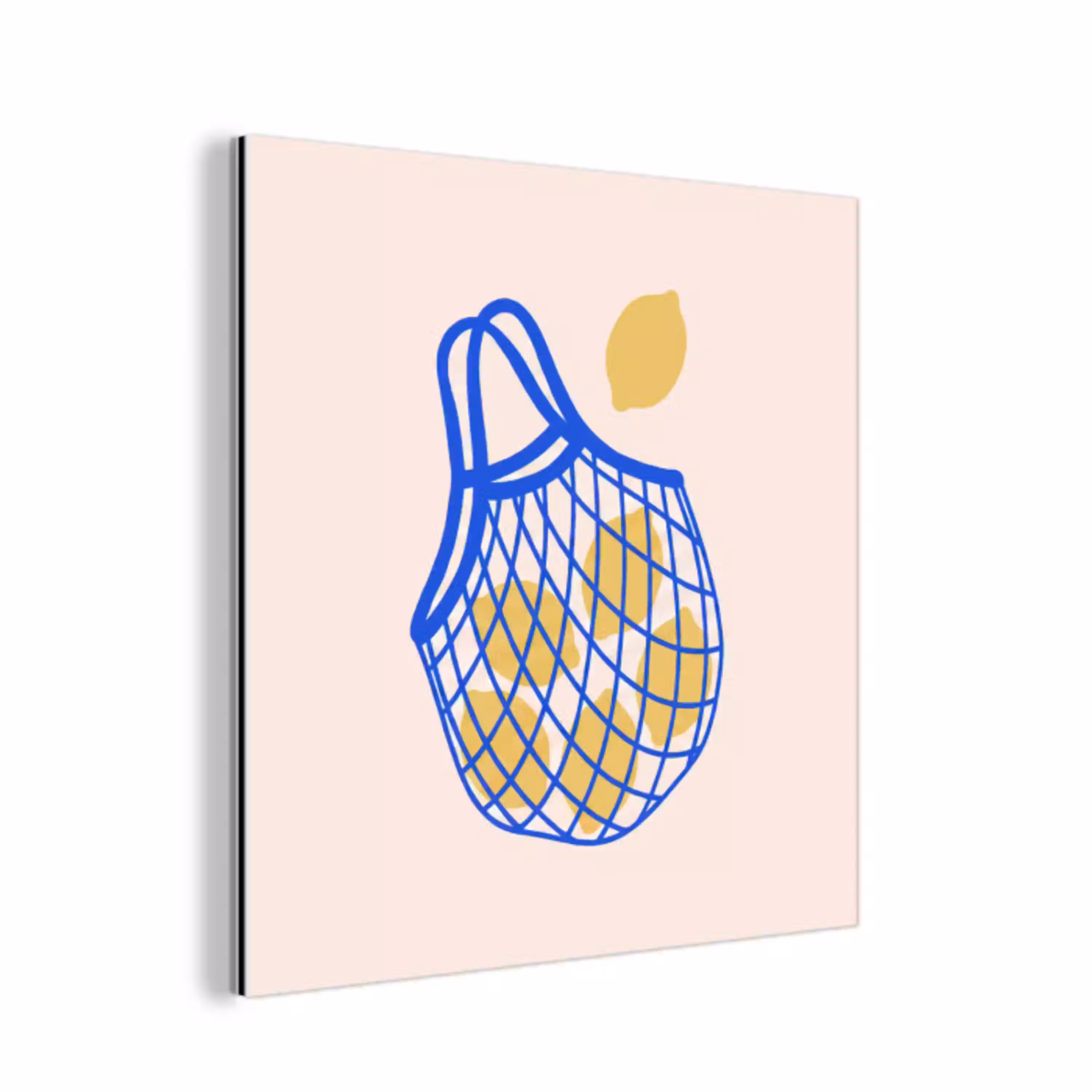 Eten - Citroen - Boodschappen - Abstract - Geel - Blauw aluminium wit klein -3d