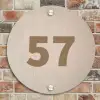 Beige reliëf lijnen - Traditioneel Naambord Rond klein -sfeer2