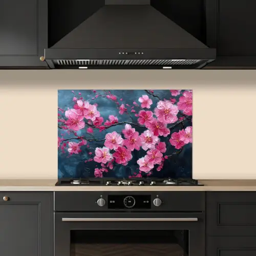 Bloem - Bloesems - Roze - Abstract keuken achterwand spatscherm klein -sfeer1
