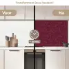 Bladeren - Patroon - Paars keuken achterwand 2 middel 871 -voor-na2_NL