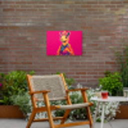 Kameel - Bloemen - Kimono - Waaiers Tuinposter op houten frame 2 cm dik klein -sfeer3