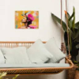 Vogel - Vrouw - Abstract - Bloem tuinposter los doek klein -sfeer7