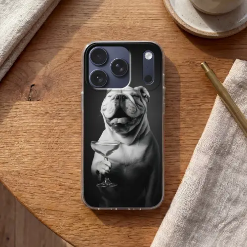 Buldog - Hond - Glas Telefoonhoesje iPhone 17 Pro klein -sfeer1