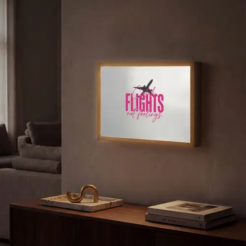 Catch flights not feelings - Vliegtuig - Roze Light Box met batterij (Wandlamp) middel -sfeer1