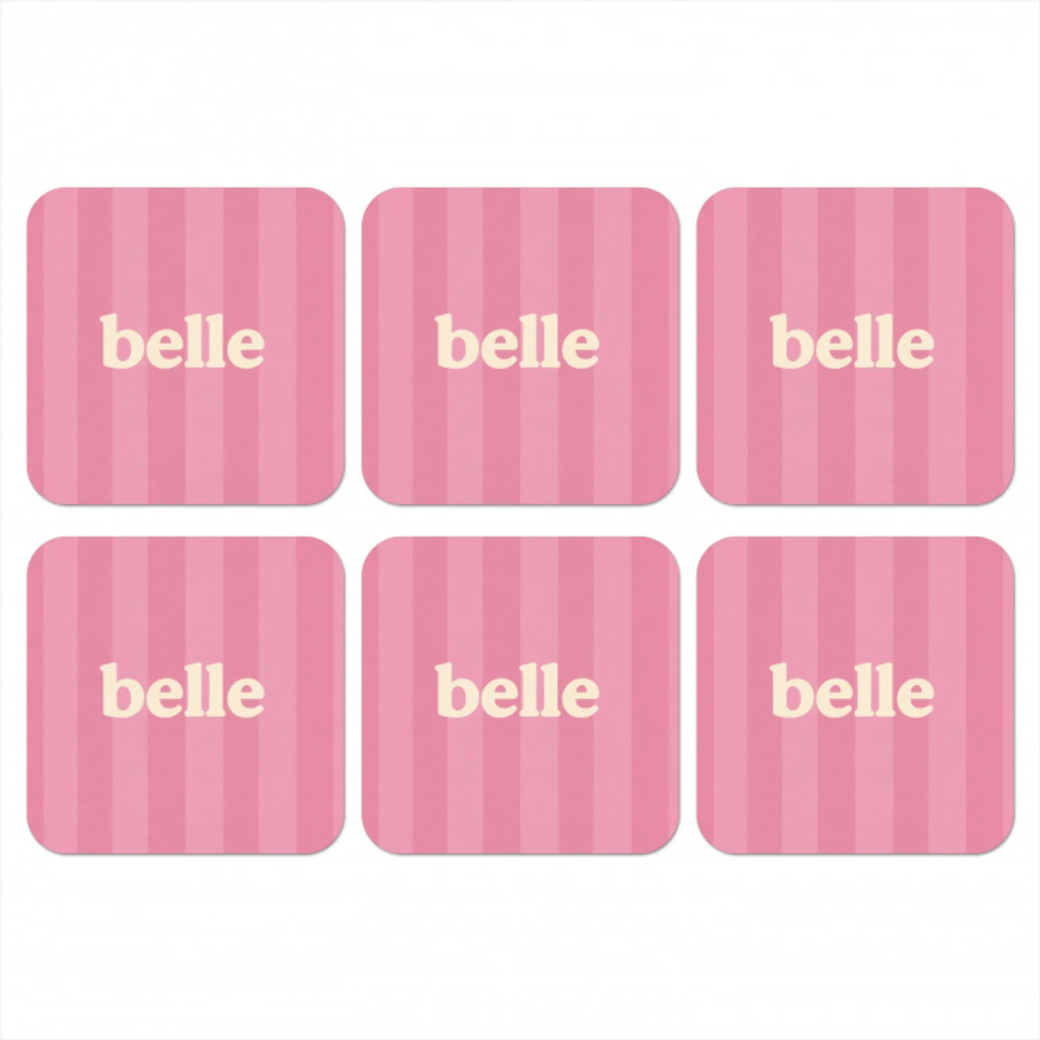 Roze - Gestreept - Belle onderzetter kurk middel -3d