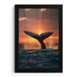 Walvis staart - Water - Zonsondergang fotolijst zwart zonder passe partout klein -3d