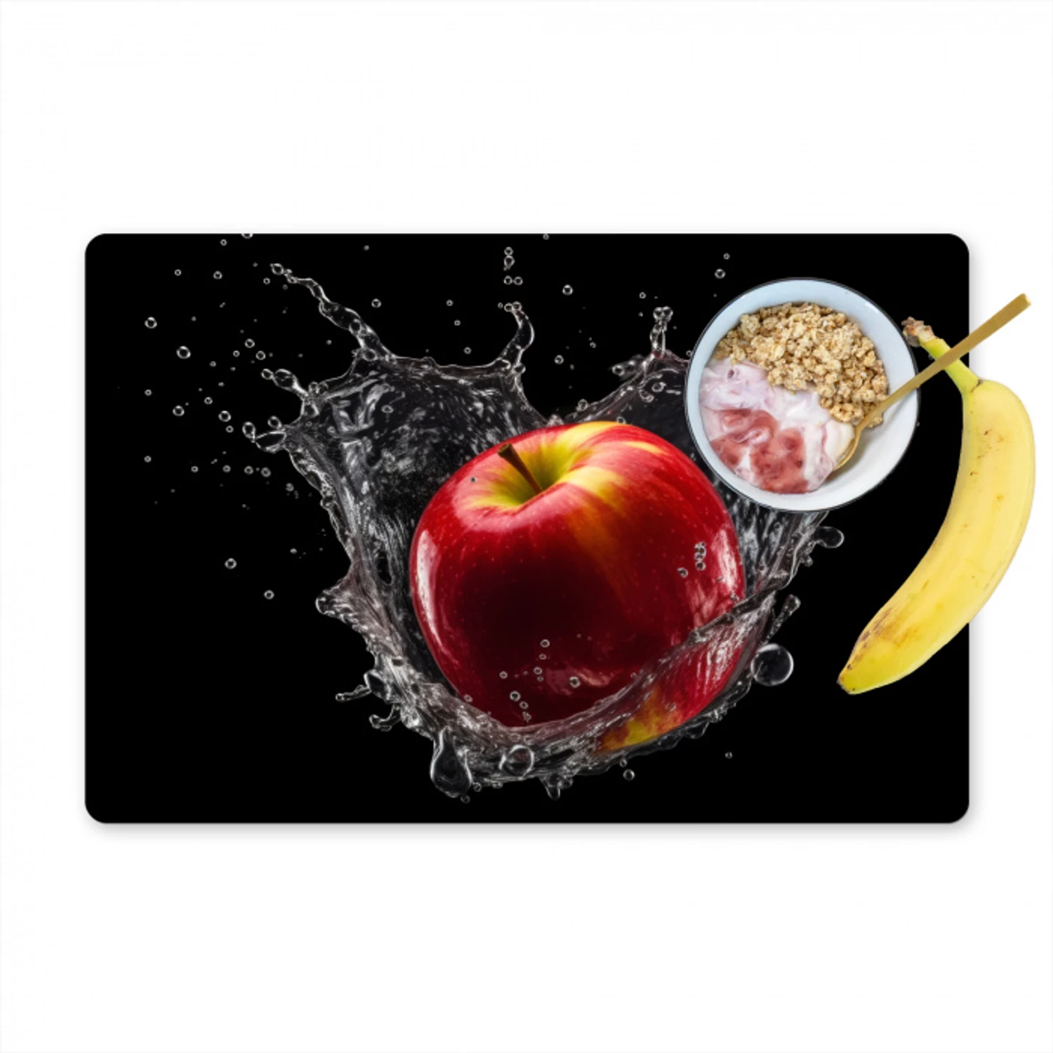 Appel - Rood - Water - Zwart - Fruit Placemat vinyl groot -zzzproduct_Kitchenyeah-website