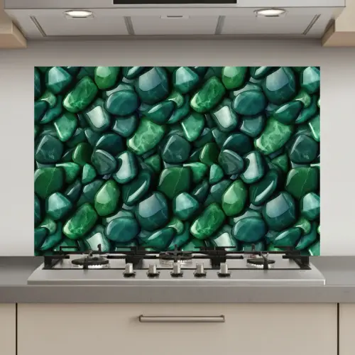 Groen - Glanzende - Kiezels keuken achterwand spatscherm klein 900 -3d_website