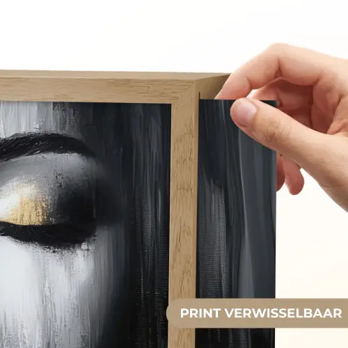 Gezicht - Vrouw - Penseelstreken - Abstract Light Box met batterij (Wandlamp) middel -USP_websiteprintNL