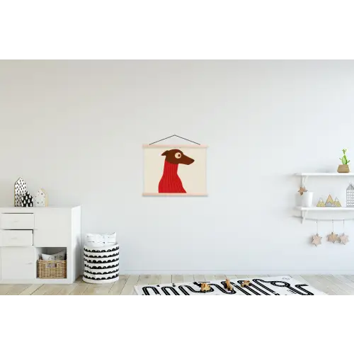 Silhouet - Hond - Trui - Rood textielposter latten blank klein -kinderkamer