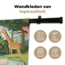 Jungle - Oase - Dieren - Kleurrijk Wandkleed katoen klein -sfeer2