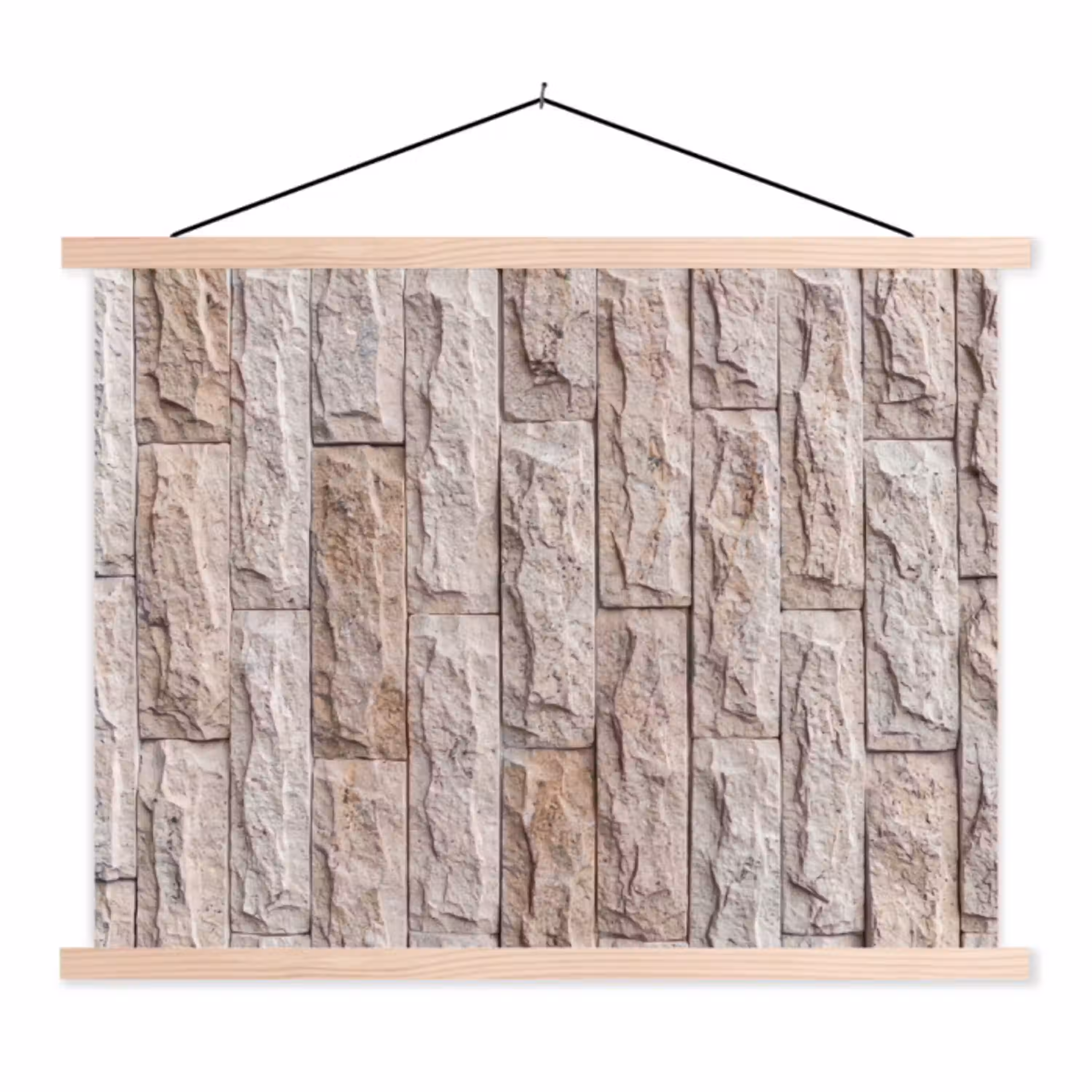 Muur - Steen - Ruw - Beige - Textuur textielposter latten blank klein -3d