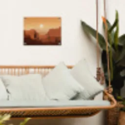 Landschap - Woestijn - Cactussen - Zon tuinposter los doek klein -sfeer7