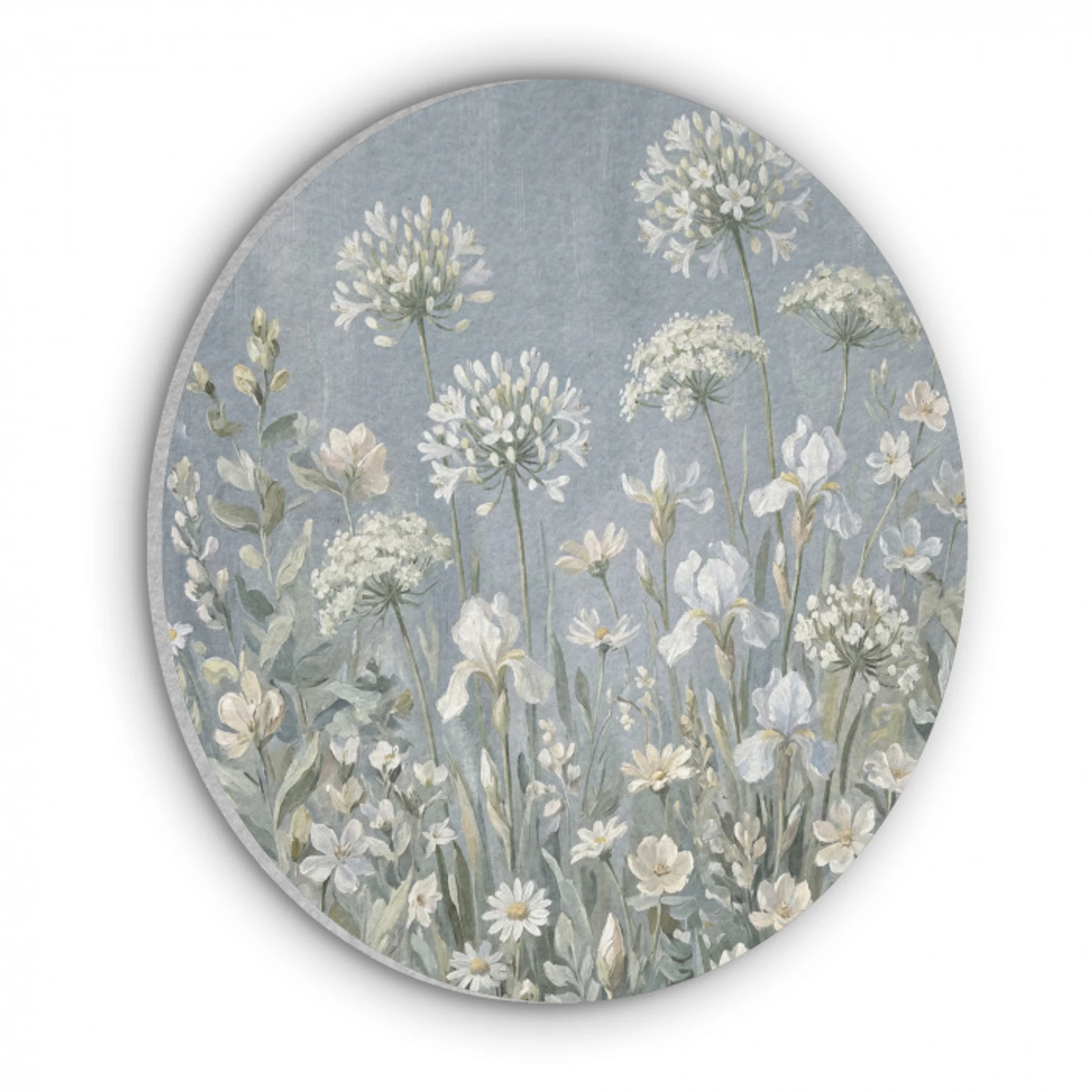 Bloemen - Botanisch - Blauw Akoestische PET Vilt - Rond klein -3d