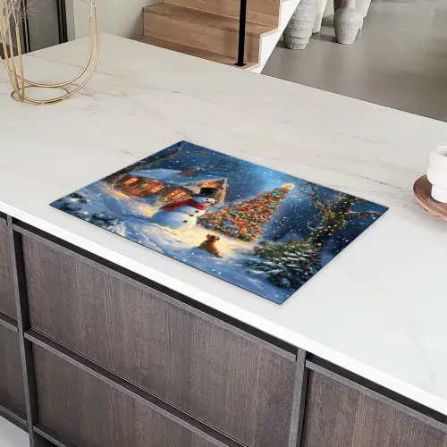 Kerstwonder - Winteravond - Kleurrijk Inductie beschermer vinyl 3mm klein -sfeer8