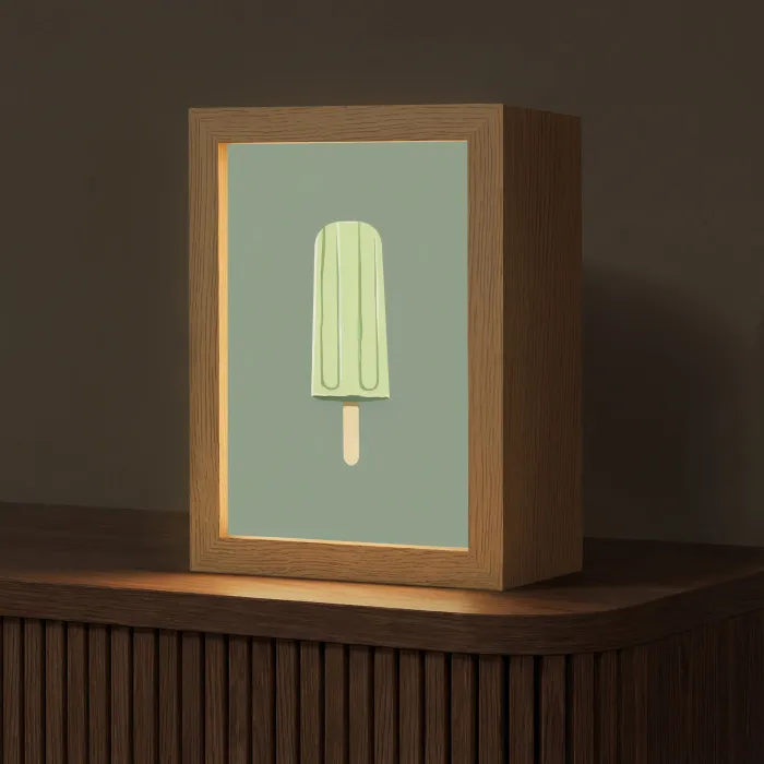 Groen - Waterijsje - Stokje - Illustratie Light Box met kabel (Tafellamp) klein -z3d_website