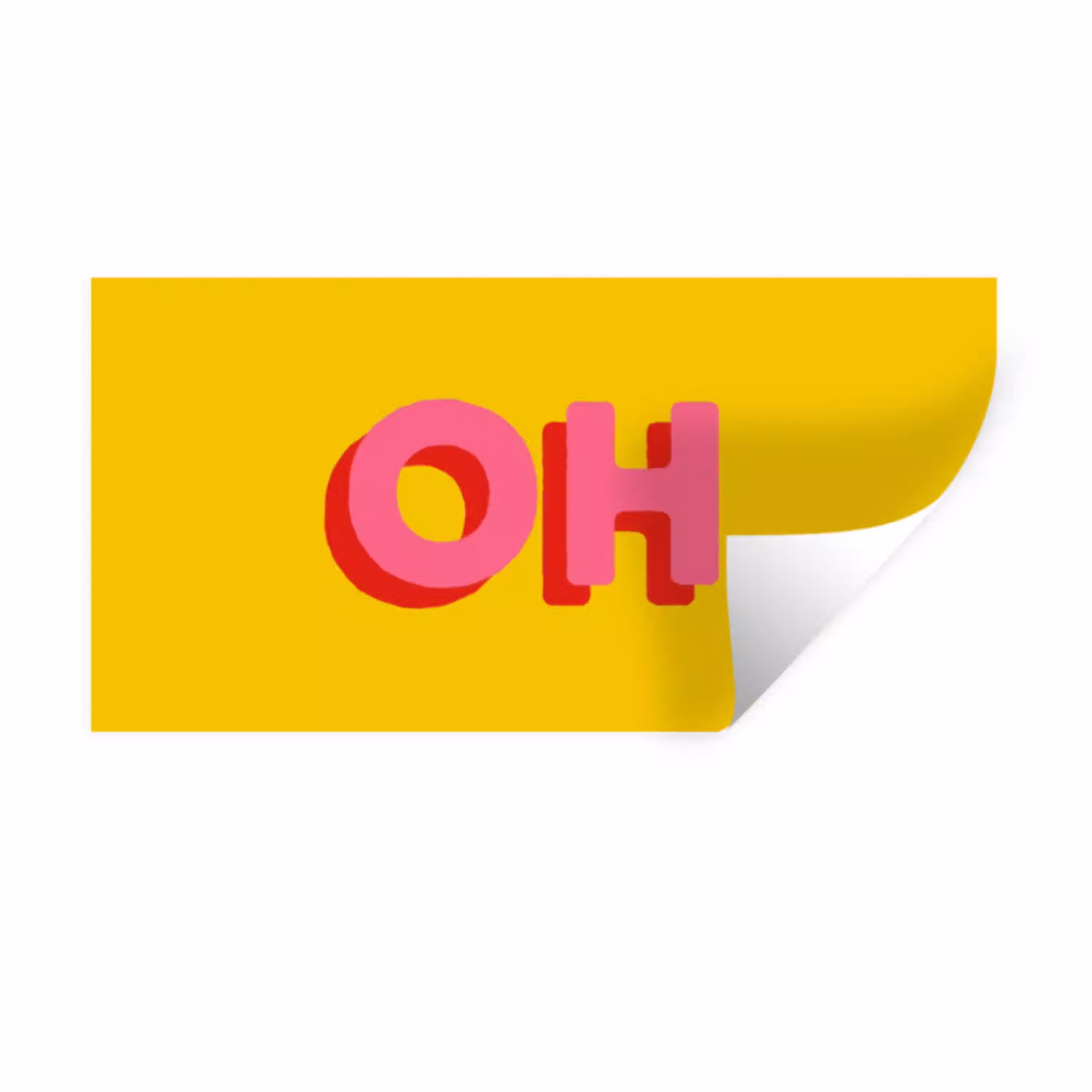 Geel - Roze - Oh - 3D Muursticker klein -3d