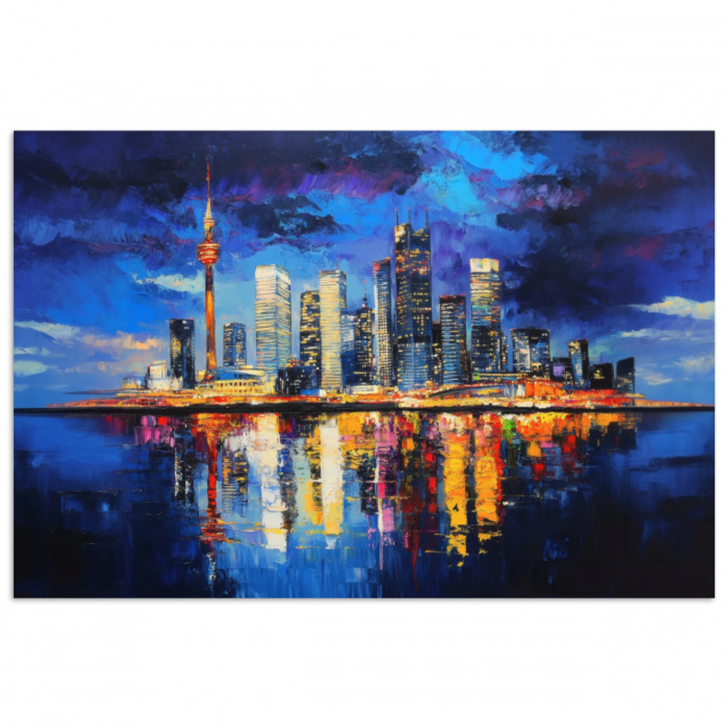 Skyline Toronto - Modern - Stadslicht - Blauw poster papier klein -3d