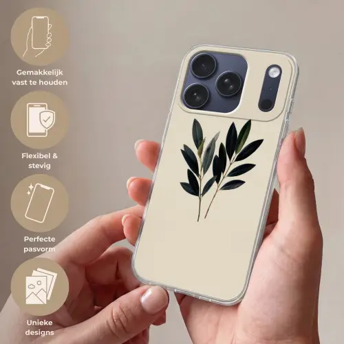 Ovaalvormige bladeren - Diep groen - Symmetrisch Telefoonhoesje iPhone 17 Pro klein -sfeer3_NL