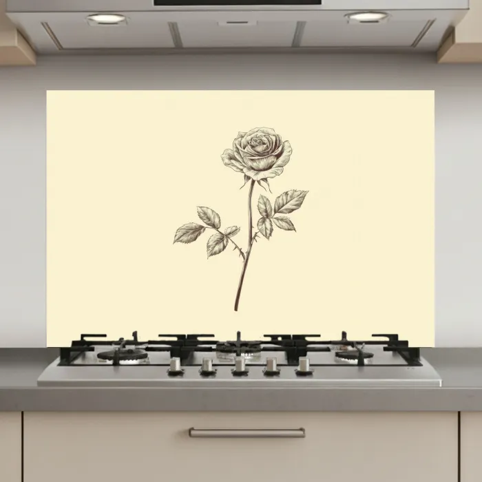 Illustratie - Zwart - Roos keuken achterwand spatscherm klein -3d_website