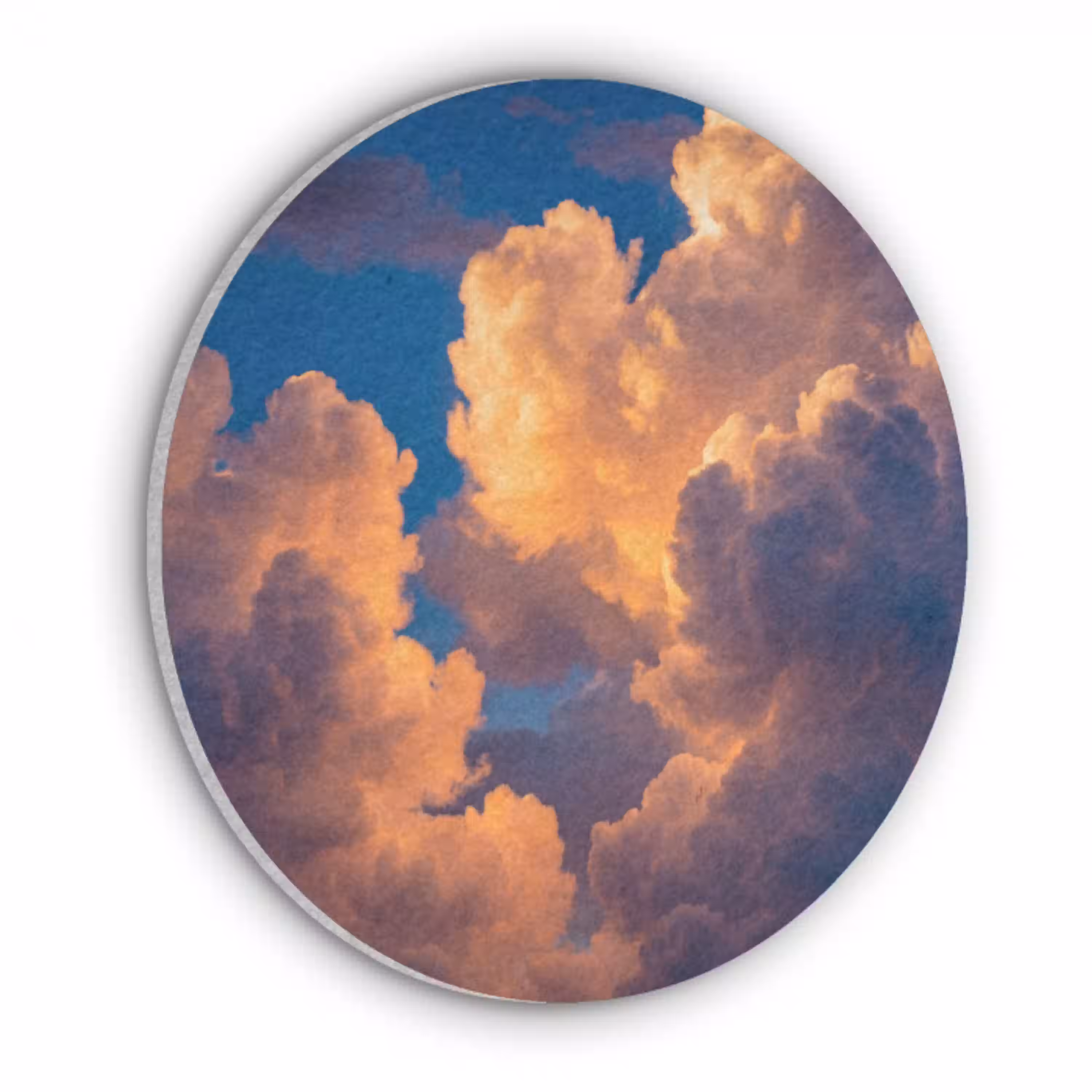 Wolken - Zonsondergang - Natuur - Oranje - Blauw Akoestische PET Vilt - Rond klein -3d