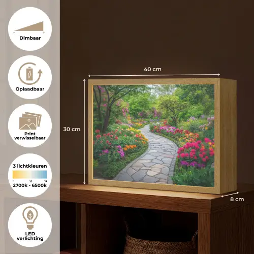 Park - Bloemen - Tuin Light Box met batterij (Wandlamp) middel -USP_websiteoverzichtNL