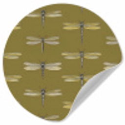 Libellen - Patroon - Groen Wandcirkel behangsticker klein 186 -3d