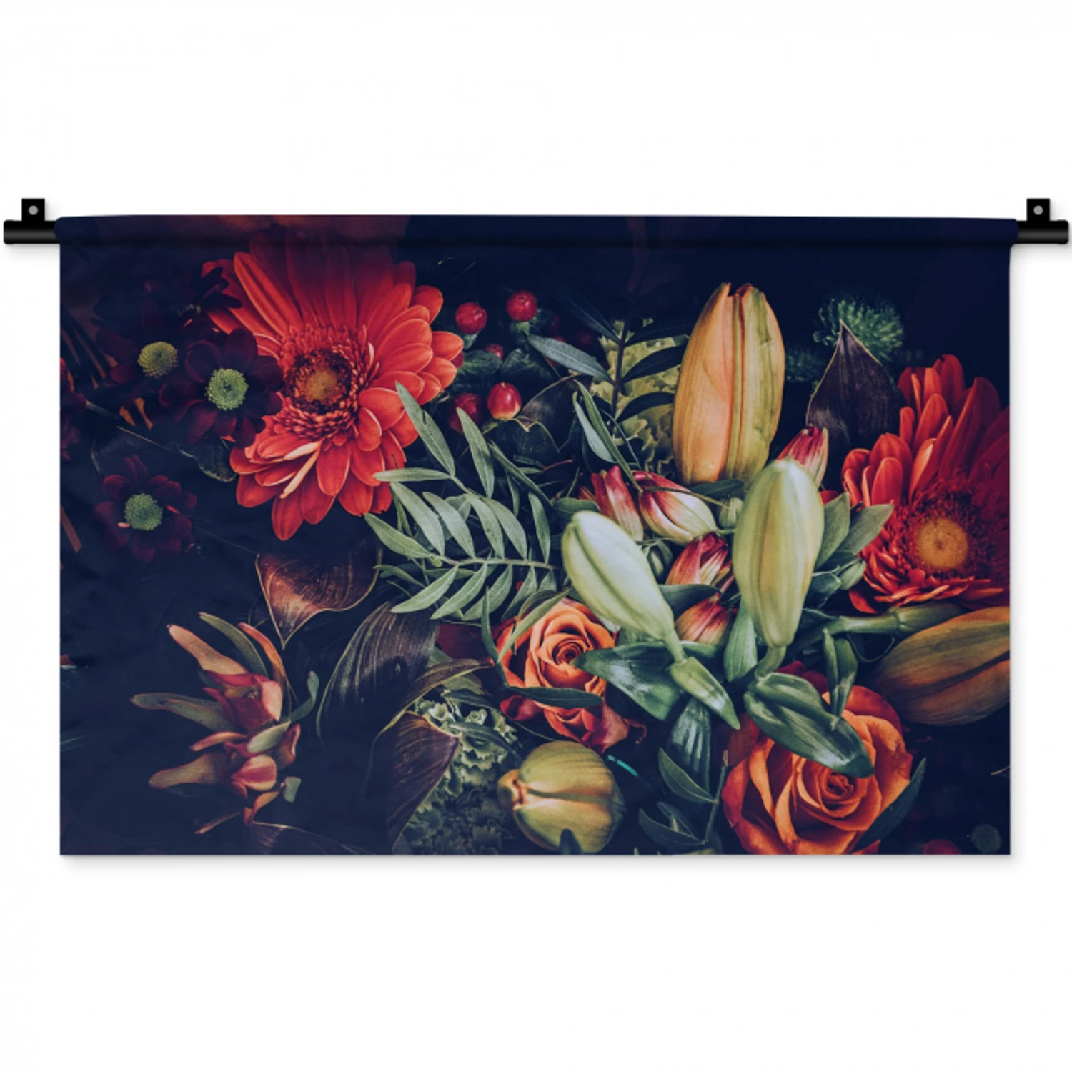 Boeket - Stilleven - Bloemen - Planten - Rood Wandkleed katoen klein -zz3d