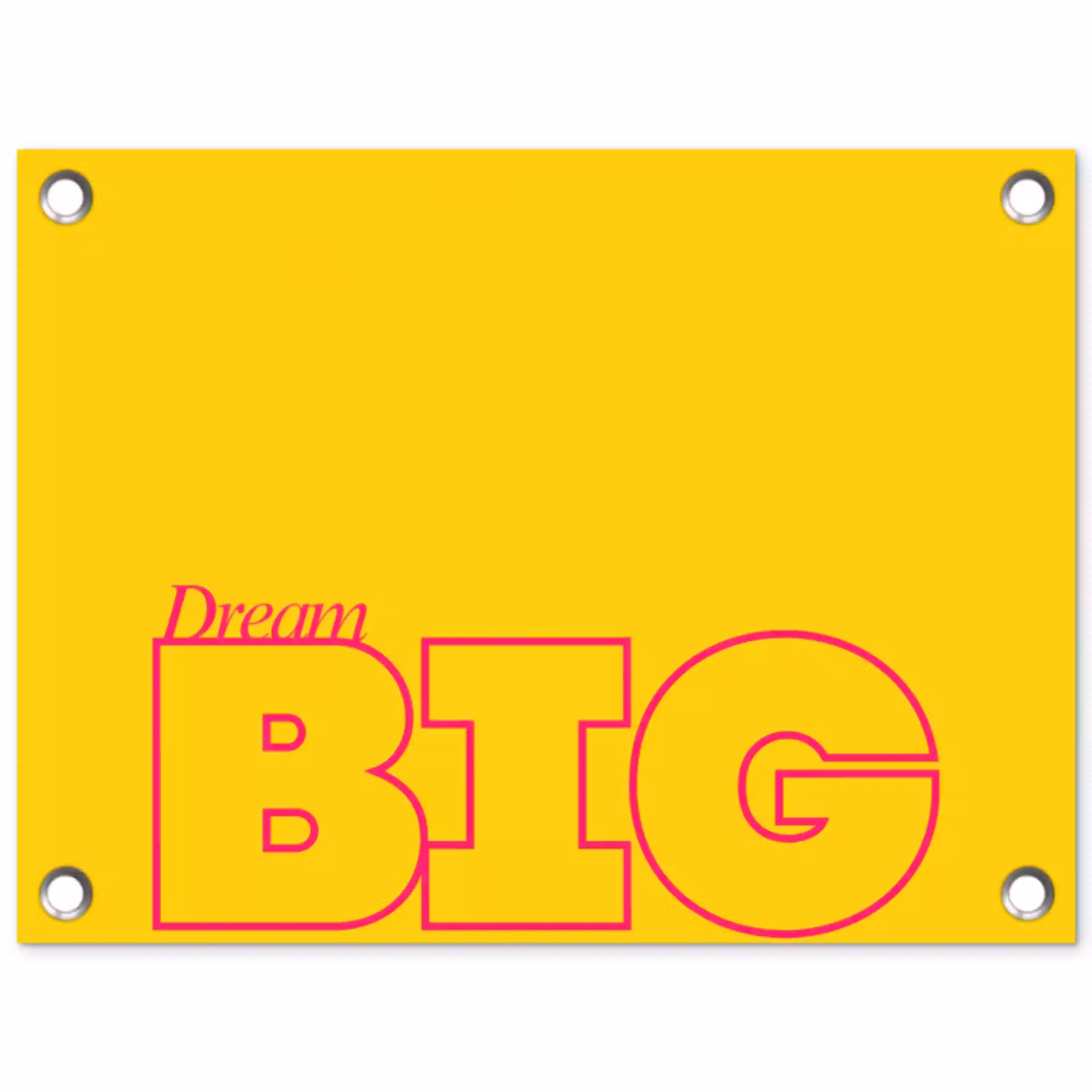 Dream big - Geel - Grafisch tuinposter los doek klein -3d