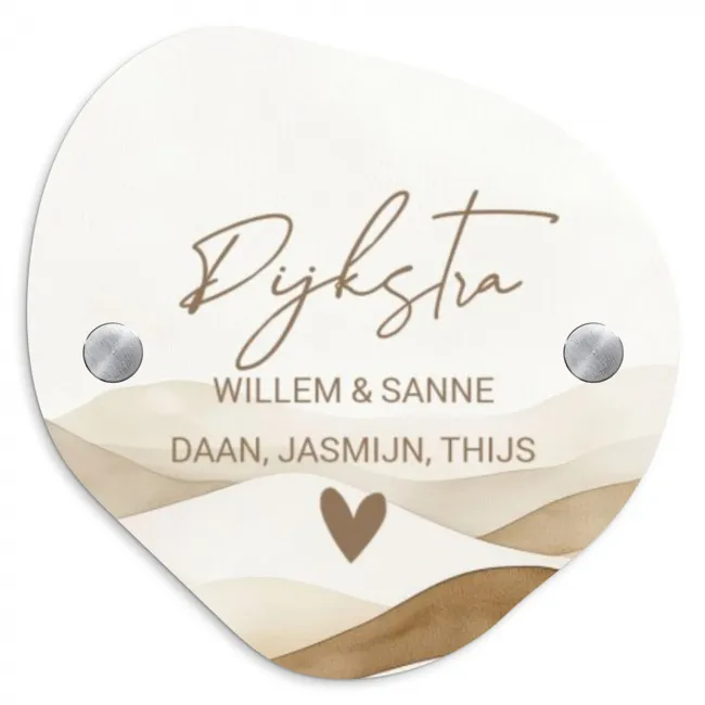 Beige landschap - Sierlijk Naambord Organisch klein -3d