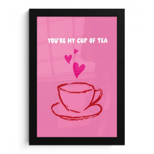 Thee - Roze - Valentijn - Tekst fotolijst zwart zonder passe partout klein -3d