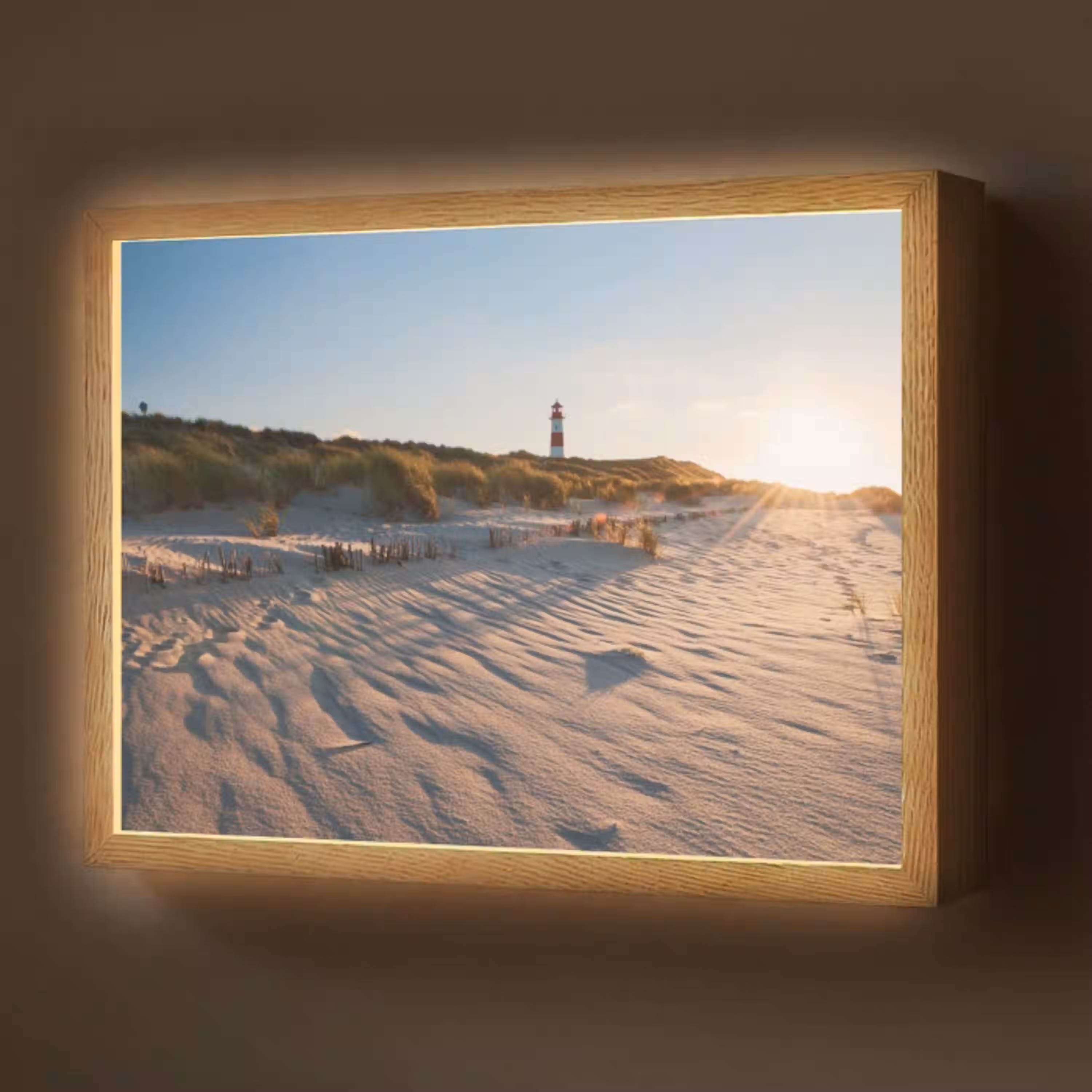 Zon - Duinen - Strand - Vuurtoren Light Box met batterij (Wandlamp) middel -z3d_website