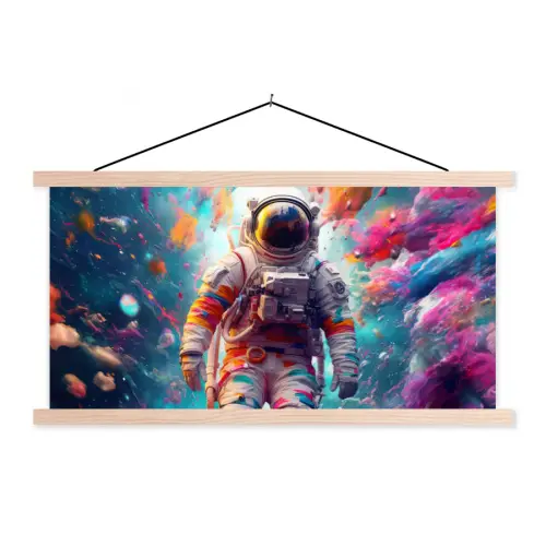 Neon - Meteoriet - Neon - Astronaut textielposter latten blank klein -3d