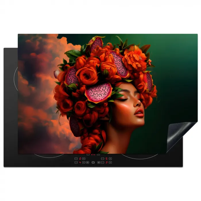 Vrouw - Drankenfruit - Rozen Inductie beschermer vinyl 3mm klein -3d