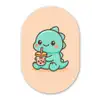 Dino - Boba - kawaii - Oranje Wandcirkel Ovaal Forex klein -3d