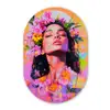 Portret - Bloemenkroon - Vrouw Wandcirkel Ovaal Glas middel -3d