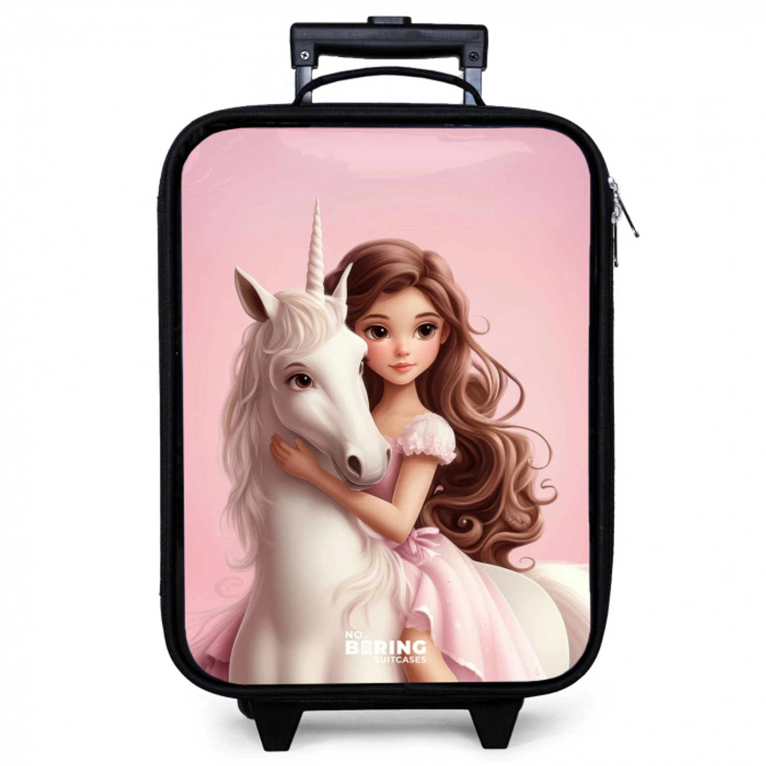 Meisje met witte eenhoorn op roze achtergrond Kinderkoffer - Zwart klein -zzz_website3d