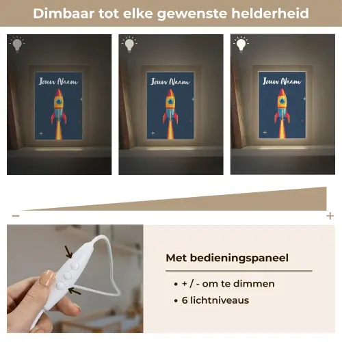 Raket - Rookwolken - Ruimte Light Box met kabel (Kinderlampje) klein -USP_dimbaarNL