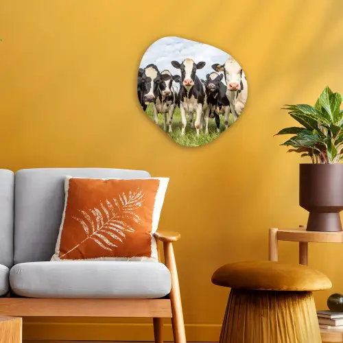 Koeien - Weiland - Dieren - Natuur - Gras Wandcirkel Organisch Forex 3mm klein -sfeer4
