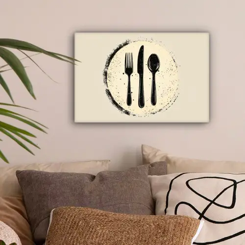 Zwart - Bestek - Rondje canvas 2cm klein -sfeer1